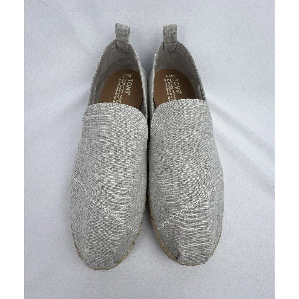 TOMS Alpargata Espadrille Gray Slub Chambray Women's 8.5 Shoes New!